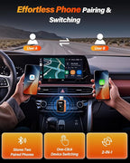 2026 Wireless CarPlay & Android Auto Adapter, One-Click Switch, 3s Auto Reconnect, A9 Chip, Bluetooth 6.0, 5.8GHz WiFi, Plug & Play, with USB-C & Right-Angle Cables