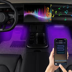 4-in-1 RGB Car Interior Lights with APP Control, Music Sync Mode, 12V LED Strip Light Kit for Car, Truck, SUV – Smart Ambient Lighting with Color Changing & Sound Activated, Car Charger Included