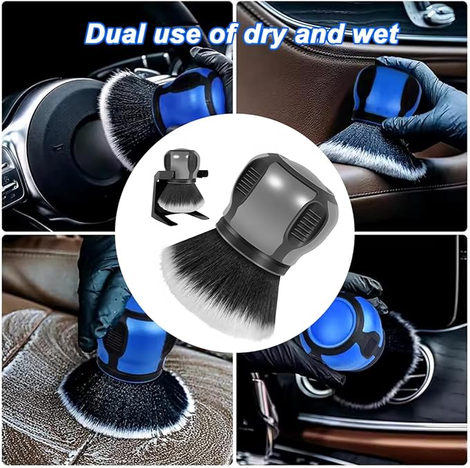 AUCELI Car Detailing Brush, Ultra Soft Auto Interior Dusting Brush with Storage Rack, Car XL Synthetic Brush Cleaning Tool, Universal Covers Large Area Inside or Outside Vehicles(Gray/Style A)
