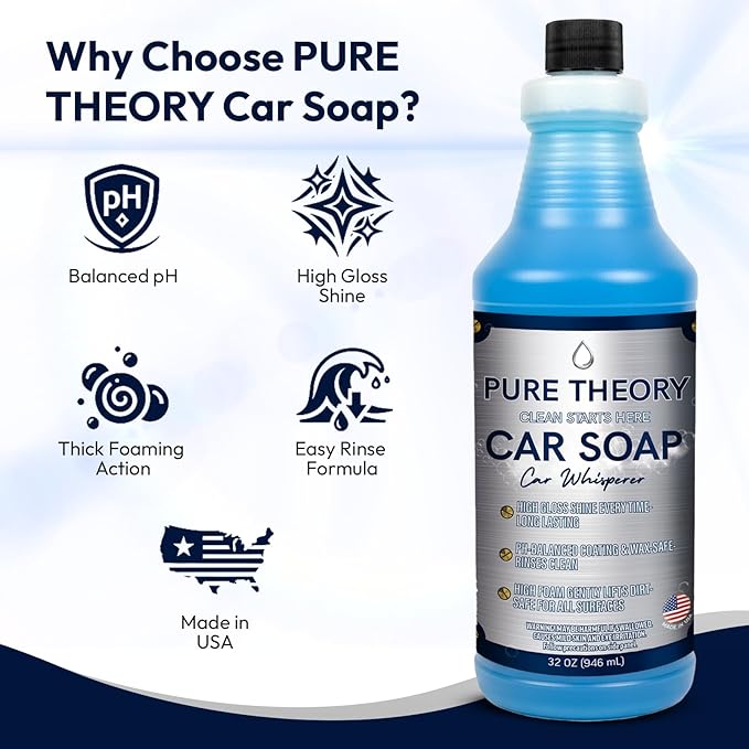 Car Whisperer – Premium Car Wash Soap 32 fl oz | High-Foam, pH-Balanced Formula | Streak-Free Shine | Protects Wax and Coatings | Safe for All Finishes | MADE IN USA
