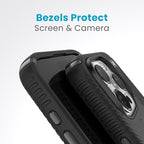 Speck iPhone 15 Pro Case - Drop Protection, Grip - Scratch Resistant, Soft Touch, 6.1 Inch Phone Case - Presidio2 Grip Black/Slate Grey/White