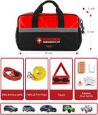Kitgo Car Emergency Kit,Premium Roadside Assistance Essentials with Jumper Cables, Flashlight, Shovel, Screwdriver Set - Ideal Auto Road Safety Kit, Survival, Truck, RV and More Gift for Father (Red)