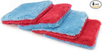 Autofiber Flat Out Microfiber Car Wash Pad - Pack of 4, Blue/Red (9 inch x 8 inch)