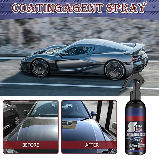 3 in 1 Ceramic Car Coating Spray,Multi-Functional Coating Renewal Agent,High Protection Quick Car Coating Spray Fast-Acting,Plastic Parts Refurbish Agent,Waterless Car Wash,Nanotechnology (2PCS)