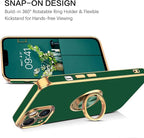 VENINGO iPhone 14 Case, Slim Fit Soft 360 Ring Holder Kickstand Magnetic Car Mount Supported Easy Clean Shockproof Protective Cover for Apple iPhone 14 6.1" 2022, Midnight Green