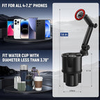 Car Cup Holder with Magnetic Phone Holder, 360° Rotating Cup Holder Phone Holder for Car Truck SUV, Magnet Cup Holder Expander for iPhone Samsung, N52 Magnets Phone Holder for Car
