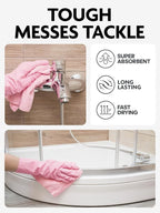 Fantasticlean Microfiber Cleaning Cloth Roll -150 Pack, Tear Away Microfiber Towels, 12" x 12", Reusable, Washable, Ultra Absorbent Dishcloth for All-Around Cleaning Supplies (Pink & Grey)