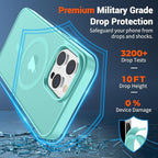 SUPFINE Magnetic for iPhone 14 Pro Case (Compatible with MagSafe) (Military Grade Drop Protection) Slim Translucent Matte with Anti-Fingerprint Phone Case,Blue Green