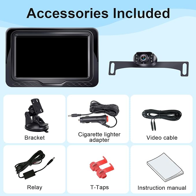 HD 1080P Backup Camera Plug & Play: Easy to Install in 15 Minutes Starlight Night Vision for Backing Up Safely in the Dark - Real-time Image Zero lag Rear View Camera with Monitor for Cars Trucks SUVs