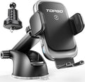 TOPGO Dashboard Wireless Car Charger, Universal Cell Phone Holder, Wireless Charger Phone Holder, 15W Fast Charging for iPhone 17 Pro Max, Samsung Galaxy - Black