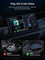 Wireless CarPlay & Android Auto Adapter, Supports for Netflix/YouTube, AI Box Carplay, Drivechat with AI Skills, Dual WiFi, Bluetooth, Fits for OEM Wired CarPlay Cars