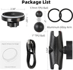 15W Magnetic Wireless Charging Phone Holder with 3.54" Medium Arm for MagSafe, 1" Ball Mount Adapter for RAM Mounts, Compatible with iPhone 17/16/15/14/13/12 Series