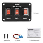 Facon 12Volts Switch Box Panel, 30Amps Rocket On&Off Switch with Red Indicator Light for RV Tank System, IP66 Waterproof Control Gang Kit System for RV Tank Heating Pad