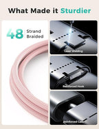2Pack Travel Essentials,3 in 2 USB C Cable for Apple Watch Charger,iPhone Charger,Multi Charging Cable,Cruise Vacation Camping,Portable for iWatch Series 11-2/Ultra/SE & iPhone 17-12,Car,Pink