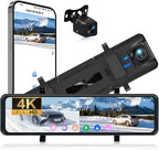 10.88 Inch Mirror Dash Cam,4K Touchscreen Rear View Mirror Front and Rear View Dual Cameras,Night Vision,G-Sensor,APP Control,Motion Detection,Loop Recording,Parking Assistance,Parking Monitor