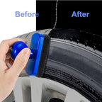 UNIMEIX Tire Shine Applicator Brush Large Vegan Tire Shine Brush with Storage Stand for Vehicles Tire Shine Polish Wax and Car Wash (Blue)