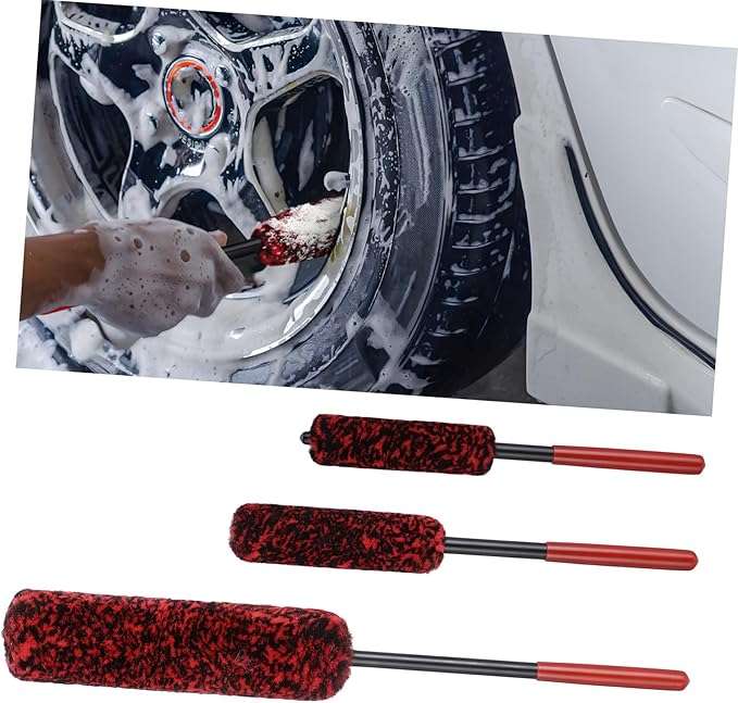 GLEAVI 3pcs Tire Cleaning Brushes Bendable Wheel Cleaner Soft Bristle Automotive Detailing Tools for Rims and Tires Multi Car Wash Brushes for Grime Removal