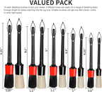 Detailing Brush Set - 10 Pcs Detail Brushes Car Detailing, Auto Boar Hair Car Detailing Kit for Cleaning Interior Exterior - Vehicles Wheels Leather Engine Dashboard