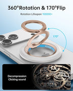 SYNCWIRE for MagSafe Ring Phone Holder, 360° Rotation Magnetic Cell Phone Grip Dual-Sided Magnets Phone Ring Kickstand Compatible with iPhone 17 16 15 14 13 12 Pro Max MagSafe, Android, Samsung etc.