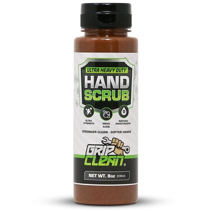 Grip Clean Ultra Heavy Duty Hand Cleaner for Mechanics – Walnut Shell & Clay-Infused Technology Removes Grease, Oil & Paint – Pro-Grade Industrial Hand Soap with Cherry Scent - 8 Fl Oz