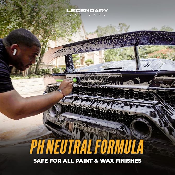 Legendary Thick Suds Wash & Wax 16oz - Foaming Car Wash Soap with Carnauba Wax - PH Neutral Foam Cannon Soap for Added Shine & Water Beading