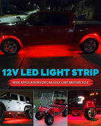 12V Led Light Strip Connectable 24Inch Red Led Strip Lights for Car Golf Cart Motorcycle Boat Cabinet Waterproof Led Light Strip,4Pack