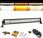 Auxbeam 30 Inch 180W LED Light Bar, 6 Modes Spot Flood Combo Offroad Lighting Amber White Strobe Fog Light, Memory Reset Function Waterproof Driving Work Light with Wiring Harness Kit