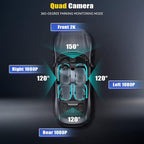 4 Channel 360° Dash Cam Front and Rear Inside Left Right,3.16" 1080P Dash Camera for Cars Car Camera with IR Night Vision,Loop Recording,Parking Assistance,24H Parking Monitor