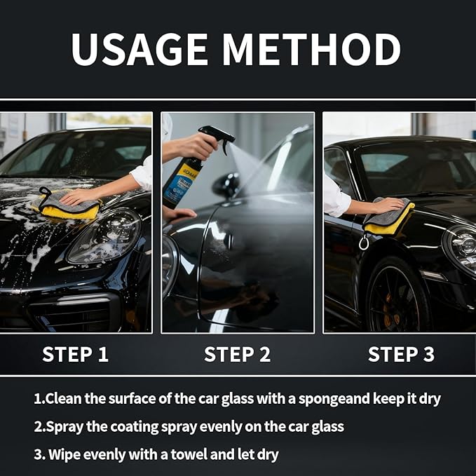 Sopami Car Coating Spray, Quick Effect Coating Agent, Car Scratch Wax Polish Spray Waterless Wash, Quickly Coat Car Wax, Oil Film Emulsion Glass Cleaner with towel for All Car