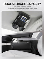 2 Pack Car Seat Gap Filler, Leather Seat Gap Organizer with Sun Visor Organizer, Front Seat Storage for Phone, Sunglasses, Cards and Keys, Fits Most Cars SUVs and Trucks
