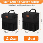 Vankor 3 Gallons Car Trash Can with Lid, Bag Bin Hanging Waterproof Automotive Car Garbage Cans Leak Proof Vehicle Trash Can Black