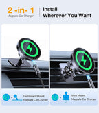 Coolpow for MagSafe Car Mount Charger【15W Top Charger】Magnetic Wireless Car Charger for iPhone Magsafe Car Charging【Strong Magnets】Magnetic Phone Holder Mount Charger for iPhone 17 Pro Max 16 15 14 13