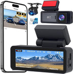 4K Dash Cam, 4K+2K Dash Cam Front and Rear W/ 5GHz WiFi & APP Control 64GB Included, 3.2" IPS Screen Car Dash Cam W/ 24H Parking Monitor, G-Sensor Night Vision, Loop Recording
