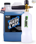 Slick Products Wash & Wax (64 oz.) + Pressure Washer Foam Cannon Bundle – Super Concentrated Car Wash Foam Shampoo for Car, Truck, RV, Motorcycle, Trailer, and Boat
