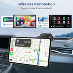 Largest 11.3" Portable Apple Carplay Screen, Wireless Car Play & Android Auto Touch Screen, Car Stereo with App View/4K Dash Cam/Backup Camera/Mirror Link/Voice Control/Music Play/GPS/Bluetooth/FM