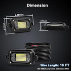 Rock Lights for Trucks 60 Chip 6500K 4pcs Pure White Underglow Lights for Jeep UTV ATV SUV Cars with 15FT Wire Harness, Aluminum Housing