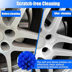 Wheel Brush Kit, Soft Drill Wheel Cleaner Brush, Tire Brush, Detailing Brush, and Detailing Pads, No Scratches Car Wheel Cleaning Kit for Wheels, Tire, Rims, Engines, Exhaust(Blue + White 9 Pk)