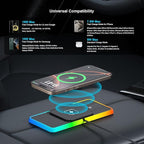 Wireless Charger Car Charging Pad,POLMXS 15W Wireless Phone Charger,RGB Cell Phone Cordless Charging Mat Compatible with iPhone 16/15/14/13/12 Galaxy S23 S22 S21 Note10(k1)
