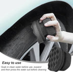 Wevdn 2PCS Tire Shine Applicator, Durable & Reusable Hex Grip Tire Dressing Sponge Foam Detailing Pad, Washable Round Shape Wheel Tire Shine Car Cleaning Sponge, Car Accessories (Black-Small)