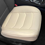 BOPUOVRE Car Seat Cover for Luxury & Comfort - PU Leather, Anti-Slip, Full Wrap Protection with Storage Pocket for Bottom Cushion - Universal Fit for 95% of Vehicles （Yellowish-White,1 Piece