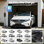 Level 1&2 EV Charger -16Amp Adjustable Current Home Charging Station with 110V-240V NEMA 6-20 Plug & 5-15 Adapter, 25FT Cable Portable Electric Vehicle Car Charger, SAE J1772 Charging Station for Home