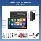 Wireless CarPlay Screen for Car & Android Auto Head Unit - Touchscreen 7 Inch Double Din Car Stereo with Backup Camera for All Cars (2+64GB)