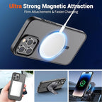 SUPFINE Magnetic for iPhone 14 Pro Max Case (Compatible with MagSafe) (Military Grade Drop Protection) Translucent Matte Shockproof Phone Cover,Black