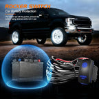 Nilight 4PCS 15.5inch Double Row LED Wheel Ring Lights Pure White with Wiring Harness Kit Rocker Switch Control Dual Row for Car Van SUV Truck