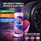 Winter White Happy Shine Matte Tire Dressing – Satin Black Tire Shine, Non-Greasy Professional Tire Dressing with UV Protection, Restores Rubber & Trim, No Sling Formula, Made in USA, 16 oz