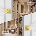 6 Pack Brushed Gold Door Knobs Interior, Pismo Doorknob with Square Rosette for Hall