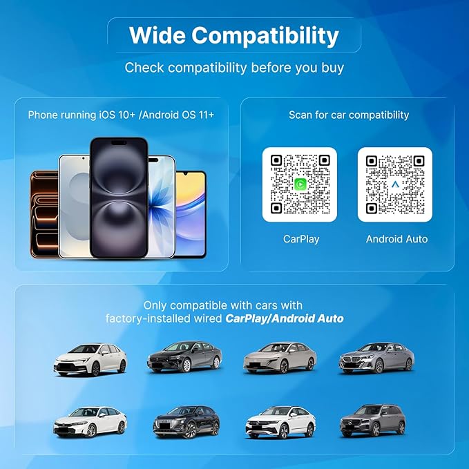 2026 X1 USB-C Wireless CarPlay Android Auto Adapter 2-in-1, Alloy & 2.5D Glass Build Mini Car Play Dongle, Wired to Wireless Converter, Dual 5G Chips, OTA, Plug & Play, for iPhone & Android Phone