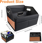 Noaman Car Organizer - 2025 Upgraded Leather Car Storage Organizer for Front Back Seat or Floor with 3 Metal Handles 6 Apartments, Multipurpose Car Organizers and Storage Black.