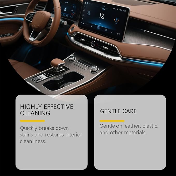 Car Cleaner - Auto Interior Cleaners | Non Greasy Detailing Stain Remover | Leather Detailer Spray Shine Protectant Cleaning Supplies for Seat Carpet Upholstery Truck Sedan Prevent Fading Cracking