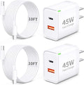 Pixel 10 9 8 Pro XL Charger Fast Charging, 2Pack 45W Dual Port USB C Super Fast Wall Charger Block with 10FT Long Type C to C Cable Cord for Google Pixel 10/10 Pro XL/10 Pro Fold/9a/9/9 Pro/8a/8/7/6/5